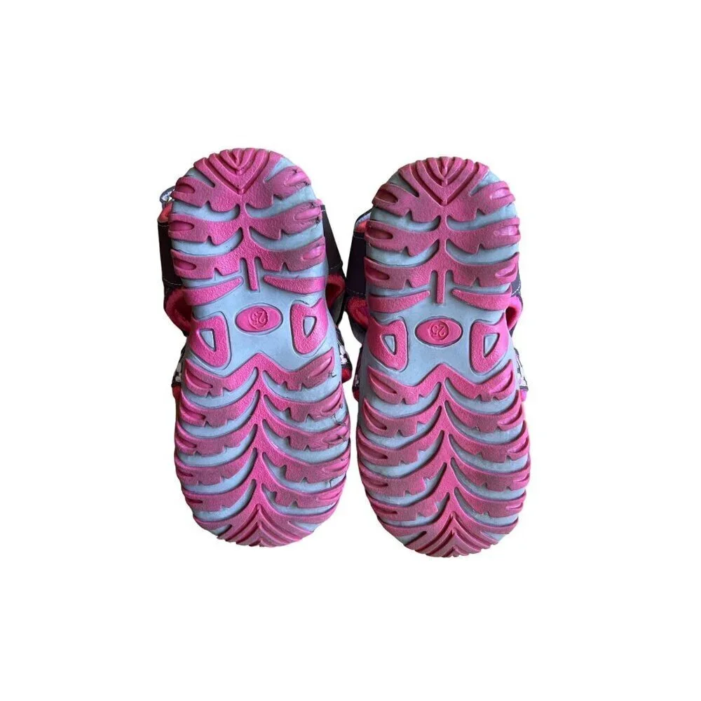 Toddler Girls' Strappy Sandals With Velcro Closure Pink & Gray Size 25 (8)